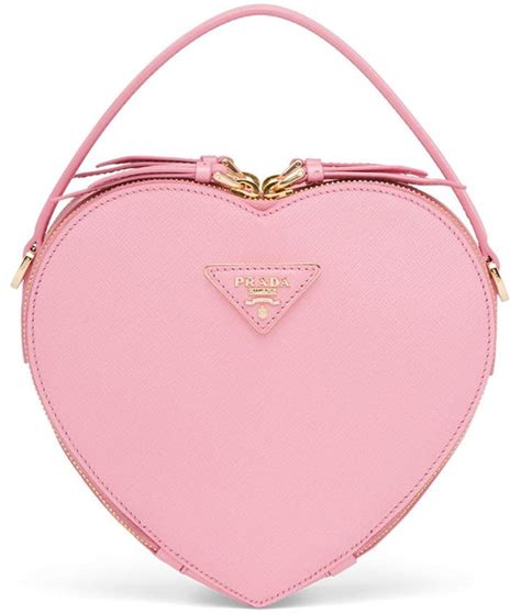 pink heart shaped prada bag